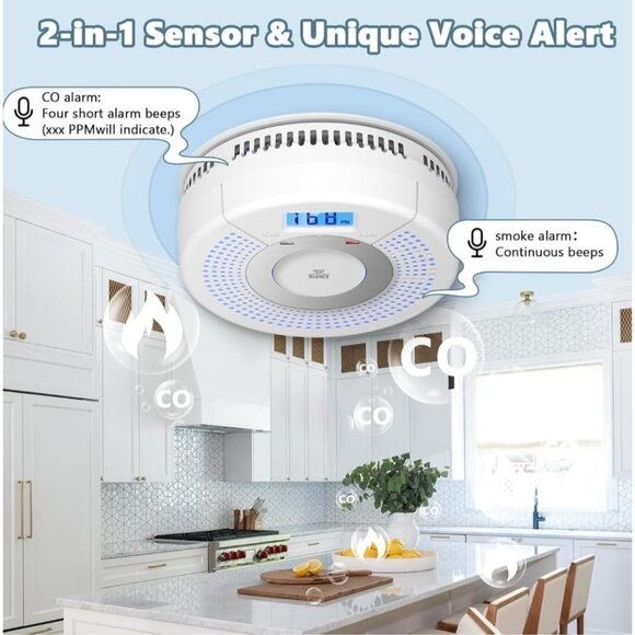 Smoke & Carbon Monoxide Detector Alarm with LCD Display – 3 Pack – Brand New - Picture 5 of 14
